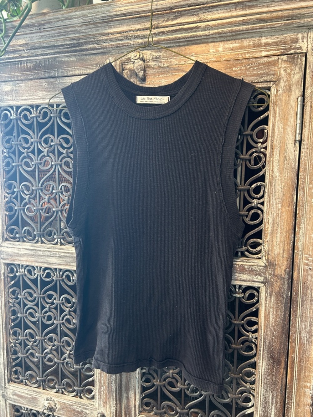 Free People Black Ribbed Sleeveless Tank Top